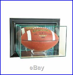 New Wall Mounted Football Display Case GLASS UV PROT. NFL NCAA Wood Molding