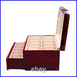 Nisorpa Wood Watch Box 20 Slots Glass Top Mens Watch Display Case Watch Box For