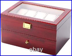 Nisorpa Wood Watch Box 20 Slots Glass Top Mens Watch Display Case Watch Box Orga