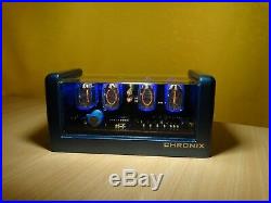 Nixie Clock 4xIN-12 tubes blue metallic case & alarm steampunk retro vintage