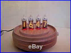 Nixie Clock IN14 Tubes Glass Dome and Wood Case Monjibox