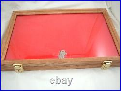 OAK, Wooden showcase display case 18 X 24 X 2 Quality made, glass and solid oak