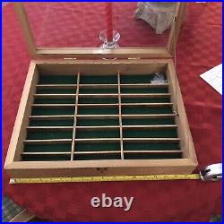 Oak Display Case SMALL SIZE 18 x 14 x 3 1/2 with Keyed Lock & Tempered Glass