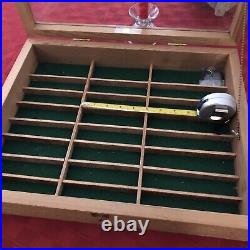Oak Display Case SMALL SIZE 18 x 14 x 3 1/2 with Keyed Lock & Tempered Glass