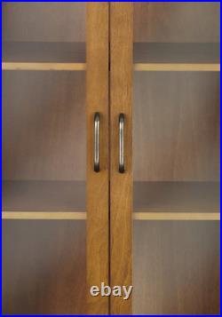 Oak Floor Cabinet Case Display Storage Shelf Box 2 Glass Doors Elegant New