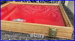 Oak Framed Locking Glass Display Case Knives Collectibles