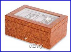 Oak Watch Box Display Case, 10 Section Wood Storage Holder Organizer, Glass Top