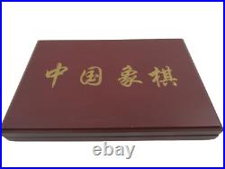Oggo Chinese Chess Checkers Travel Set Glass Disk Pieces Wood Box Vinyl Case