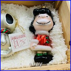 Peanuts Case Polonaise By Komozja Glass Ornaments Wood Box Set Made in Poland