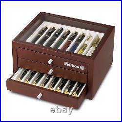 Pelikan 24 Pen Display Box Collectors Made Of Wood And Glass 806695