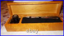 Pelikan 4001 Black Ink & Glass Fountain Pen with Wood Box Case Germany Great
