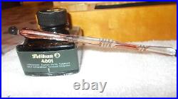 Pelikan 4001 Black Ink & Glass Fountain Pen with Wood Box Case Germany Great