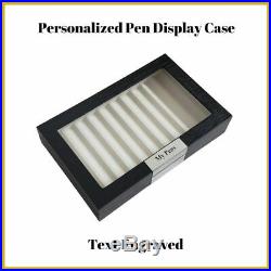 Personalized 10 Piece Black Wood Fountain Pen Box Storage Glass Display Top