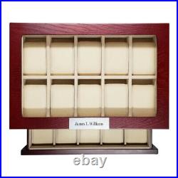 Personalized 20 Cherry Wood Watch Case Drawer Jewelry Glass Top Display Case