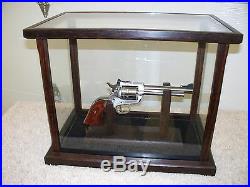 Pistol Display Case Wood & Glass PeruvianWalnut Case only-Stand is Extra