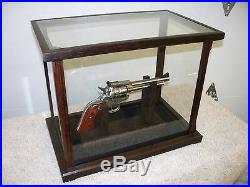 Pistol Display Case Wood & Glass PeruvianWalnut Case only-Stand is Extra