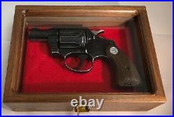 Pistol Gun Presentation Case Glass Top Wood Box Colt Agent Revolver Detective