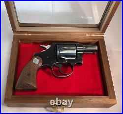 Pistol Gun Presentation Case Glass Top Wood Box Colt Agent Revolver Detective
