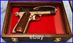 Pistol Gun Presentation Case Glass Top Wood Box For 1911 Colt Commander Kimber