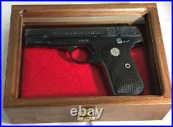 Pistol Gun Presentation Case Glass Top Wood Box For Colt 1903 1908 Hammerless 32