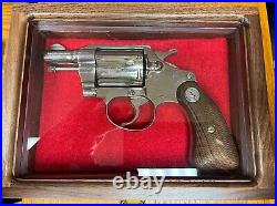 Pistol Gun Presentation Case Glass Top Wood Box For Colt Cobra Agent Detective