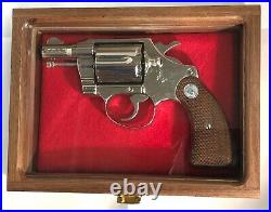 Pistol Gun Presentation Case Glass Top Wood Box For Colt Cobra Revolver Lawman