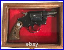 Pistol Gun Presentation Case Glass Top Wood Box For Colt Cobra Revolver Lawman