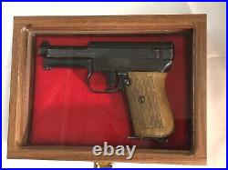 Pistol Gun Presentation Case Glass Top Wood Box For Mauser 1934 German Firearm
