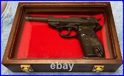 Pistol Gun Presentation Case Glass Top Wood Box Walther P38 P1 Style Pistols 9mm
