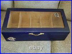 RARE Glass Hinged Lid Quorum Cigars Wood Retail Counter Top Display Case Box
