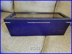 RARE Glass Hinged Lid Quorum Cigars Wood Retail Counter Top Display Case Box