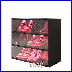 RGB LED Shoe Box Wooden Sneakers Display Storage Cases, Up To 9 Pairs of Shoes