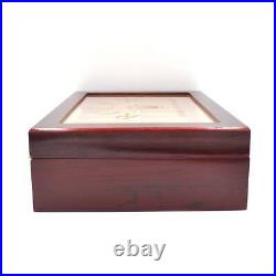 ROLEX Display Case Watch Box 12 Pieces Logo Gold Cherry Wood Glass Top