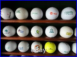 Rare Golf Ball Collection 81 Golf Balls Under Glass. Wood Case. Balls Included
