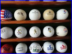 Rare Golf Ball Collection 81 Golf Balls Under Glass. Wood Case. Balls Included