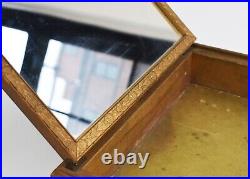 Rare antique wooden box with decorative lid, collectible painting storage box