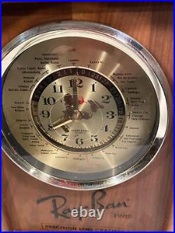 Ray-Ban Sun Glasses Store Display World Clock Wood Case 1989 Vintage nonworking