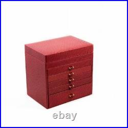 Red Ostrich Leather Jewelry Chest With Removable Travel Case