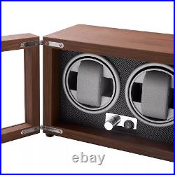 Retro Watch Winder Case With Quality Wood Grain and Glass Display View 2 Watches