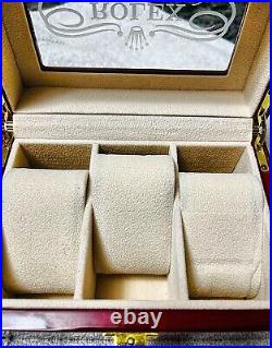 Rolex Solid Wooden Rolex Watch Box Case Glass Top 18k gold Plated Rolex Case Box