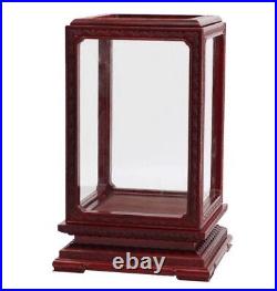 Rosewood Carved Display Cover Case Transparent Glass Art Jewellery Dust Base