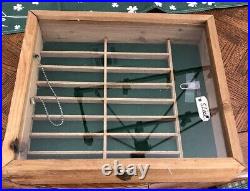 Rough Oak Display Case SMALL SIZE 15 x 13 x 3 1/2 withKeyed Lock & Tempered Glass
