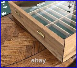 Rough Oak Display Case SMALL SIZE 15 x 13 x 3 1/2 withKeyed Lock & Tempered Glass