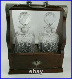 Royal Doulton 2 Decanter Tantalus with Solid Wood Case and Key
