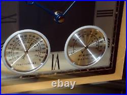SEIKO EBONY VENEER WOOD CASE TABLE CLOCK, thermometer QXG125BLH