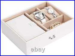 SONGMICS JBC121W Box Jeweler Cover Glass Case With Lock Mirror Velvet