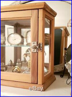 STUNNING! French Chic Vintage Table Top Wood and Glass Display Cabinet Case