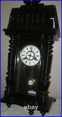 Schlenker & Kienzle Antique German Wall Clock Pendulum Ornate Case Spindles