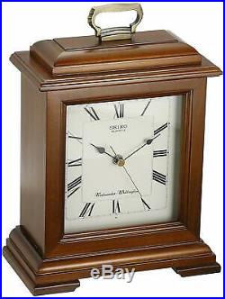 Seiko QXJ102BC Mantel Chime Carriage Clock Cherry Finish Solid Wood Case