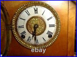 Sessions Clock Wood Case 8 Day Key Wind Glass Door Front 10 BEAUTIFUL